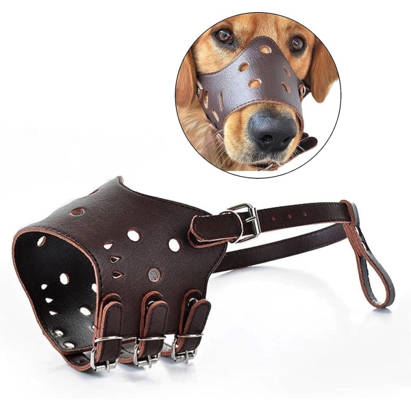 Hundens nosparti Anti-bite läder nosparti Andningsbart hundmunkorg Dog muz