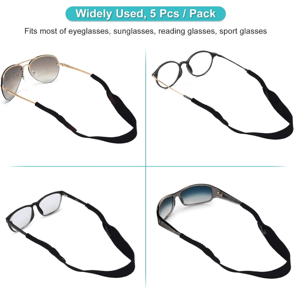 5 STK Sportsbrillestropp Elastiske briller Snorholder Snorbånd