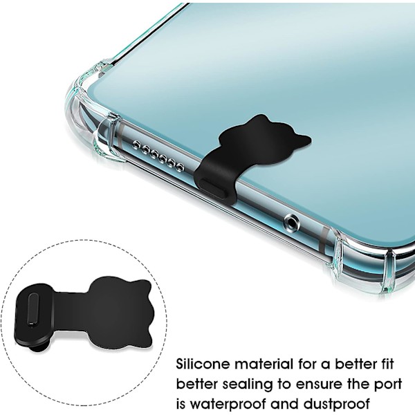 3-pack silikon anti-damm pluggar för USB C-port för mobiltelefon och smartphone formade
