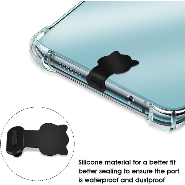 3-paknings silikon anti-katt støvplugger for USB C-port for mobil telefon