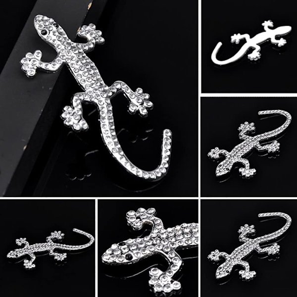 2 stk. bilklistremerker i metall 3d stereo Gecko bilklistremerke i metall Bling Rhinestone bilklistremerke og motorsykkelklistremerke for bil