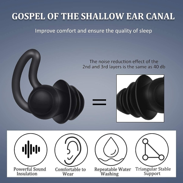 2 delar öronproppar för sömnbrusreducering Ultrakomfortabel Sil