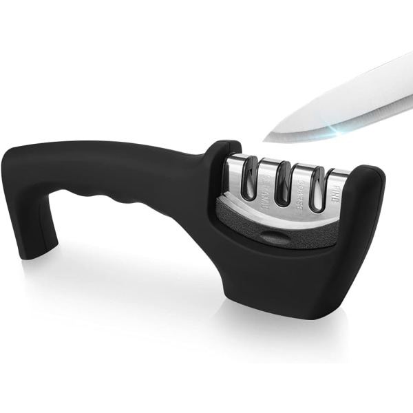 Køkkenknivsliber Professionel 3-trins manuelle slibere Ergonomisk håndtag og skridsikker base Sikkert slibeværktøj