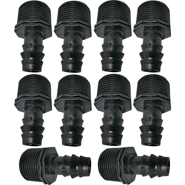 Sett med 10 hann-piggadaptere/koblinger Ø16mmx3/4'' Dryppslanger Ekstern gjenge (for Ø16mm slange) - Kobling for vannings-/sprinklersystem