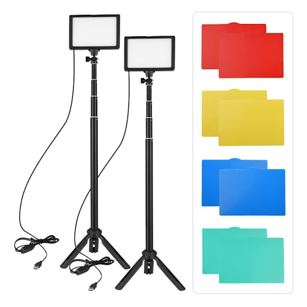 USB LED LED LED belysningskit 2 rum 3200K-5600k 120 pärlor 14 nivåer av variabel intensitet med högkvalitativt stativ