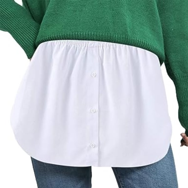 Mini (S) Nedre svepande skjorta halvlånga kjolar slits falska kvinnor lager justerbar överlägg topp skjortförlängare för kvinnor flicka (enkel stil)
