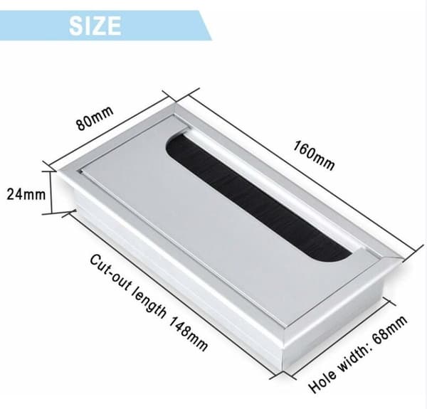 Sæt med 2 sorte kabelgennemføringer - Aluminium - 160 x 80 mm