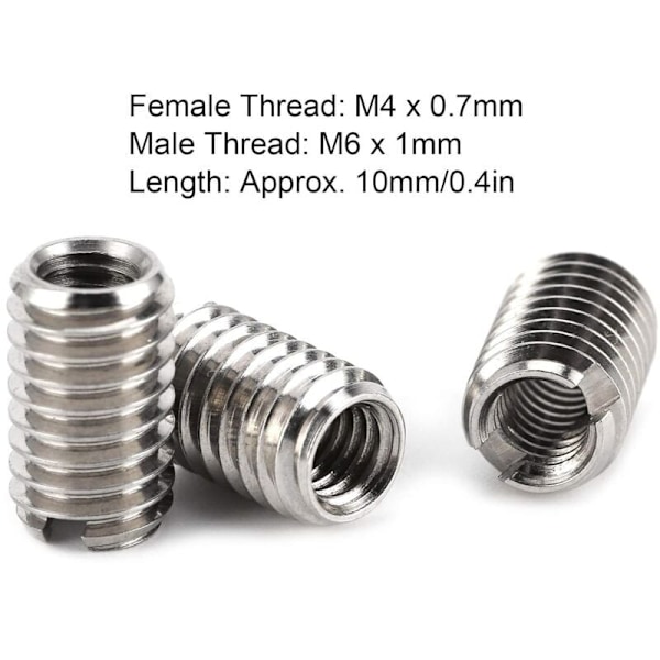 10 stk. M4 X 0,7 mm hungevind M6 X 1 mm hangevind rustfrit stål reduceringsmøtrikindsatser til computere lamper forme mekanisk udstyr