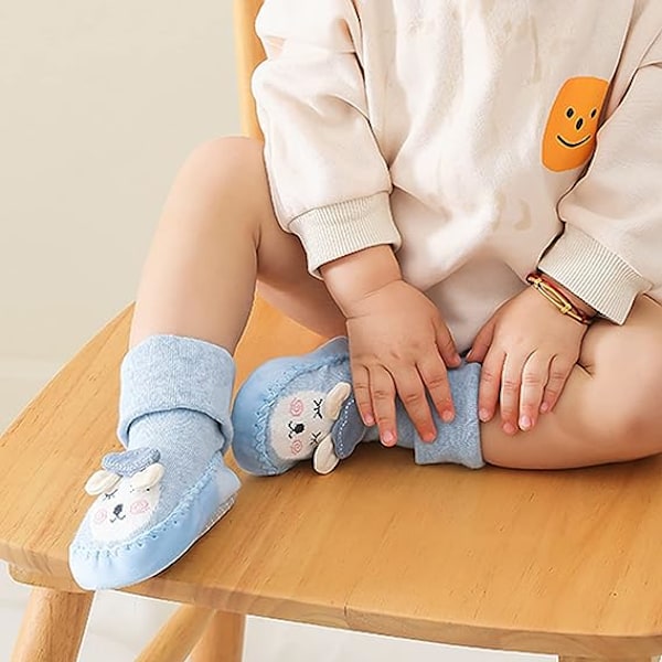 Babyflicka/pojke Halksäkra Strumpor 2 Par Vinter Varma Tofflor Strumpor 6-12 Månader Unisex