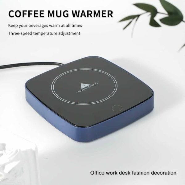 Kopvarmer, Elektrisk Kopvarmer til Kaffekrus med 3 Temperaturindstillinger, 16W til Elektriske Krus, Kopvarmer med Automatisk Slukning Efter 12 Timer
