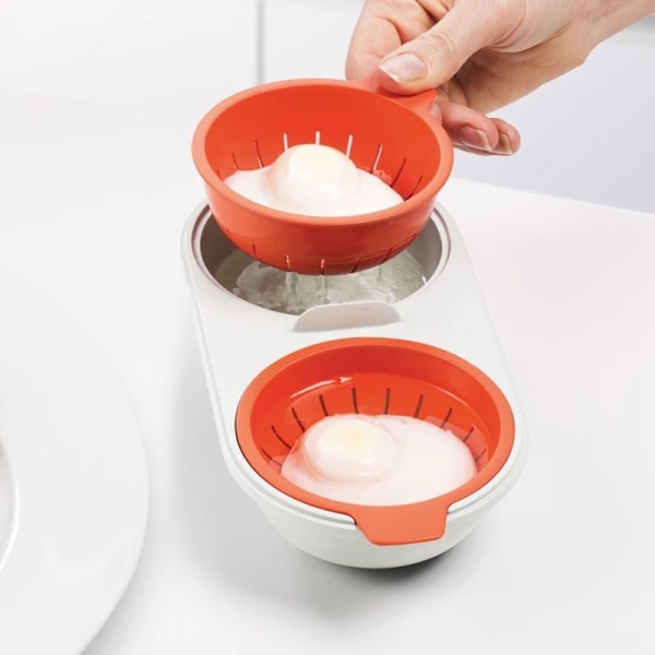 Orange silat äggkokare, mikrovågsugn äggkokare, non-stick egenskaper, mikrovågsugn äggkopp, dubbel kopp äggkokare