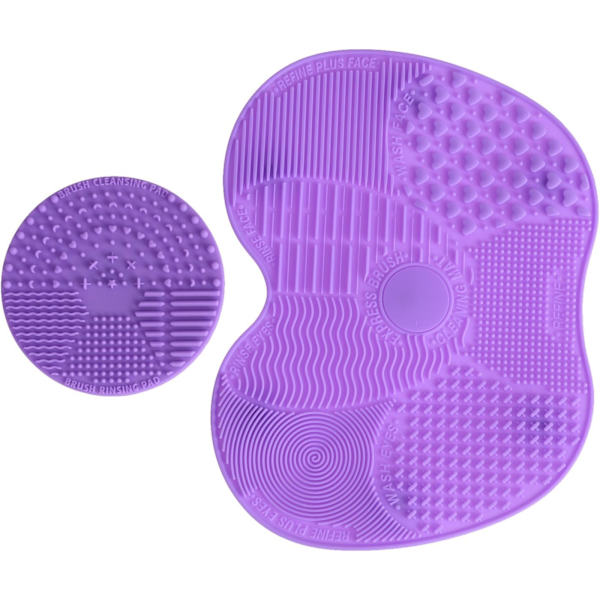 2 kpl Silikoniharjanpuhdistusharja, Meikkisiveltimenpuhdistusmattotyökalu (Violetti)