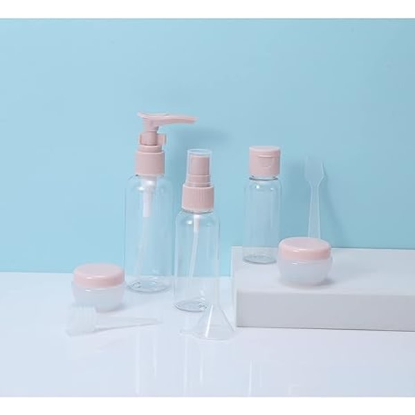 Set med 8 reseflaskor, tomma flaskor, små plastflaskor för resekosmetika och toalettartiklar, med förvaring