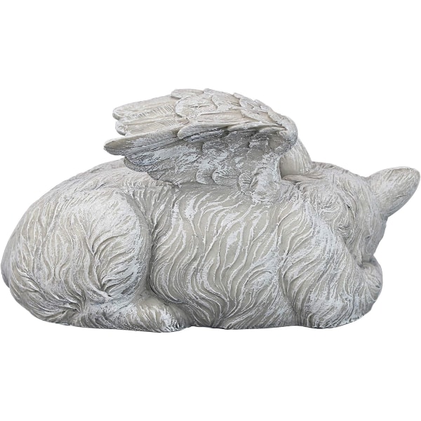 Engle hund Design Toscano Minnesmerke Katt Kjæledyr Engel Æresstatue Gravstein, 12x5x6cm, polyresin, antikk stein