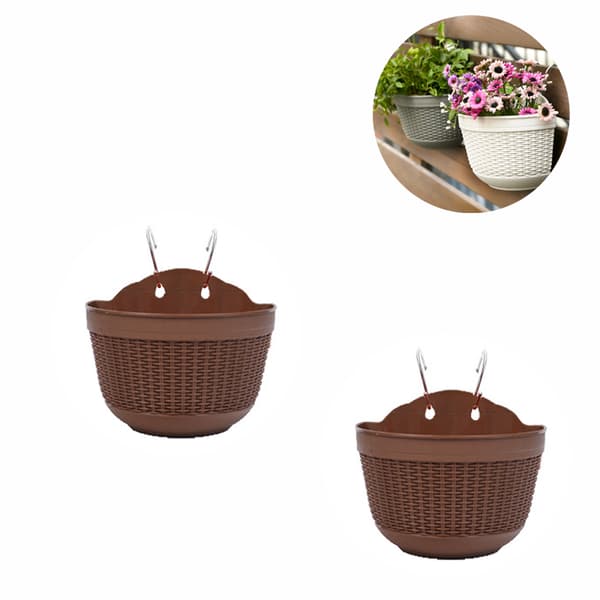 2 stk. plast hengende plantepotter - Flyttbar krok kaffe