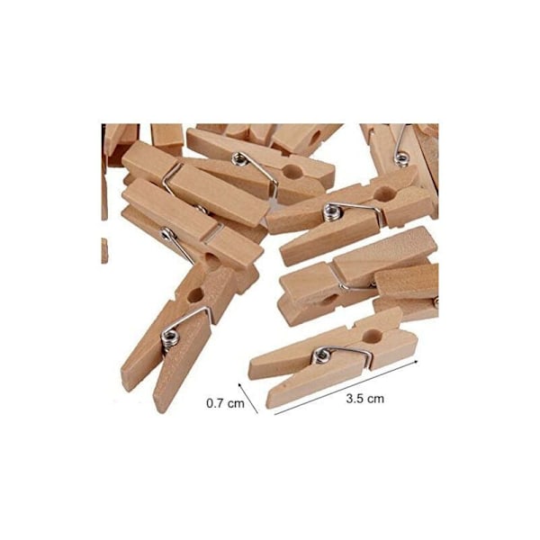 Set med 100 träklädnypor mini dekorativa tänger Små klämmor för fotopapper för DIY - Träfärg