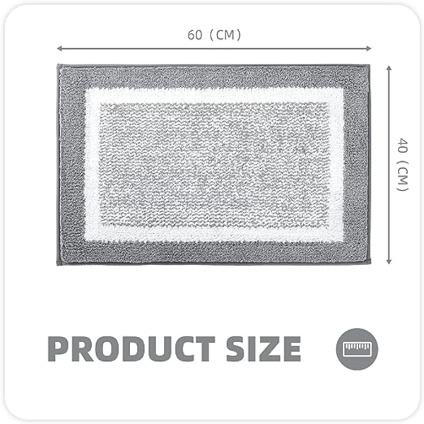 40x60 cm (grå) skridsikker bademåtte, kan vaskes i maskine, absorberende show