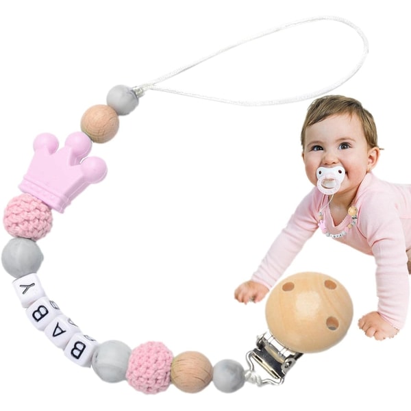 Toy silikon smokkklemme (rosa) | Babysmokkeklips anti-dråpe