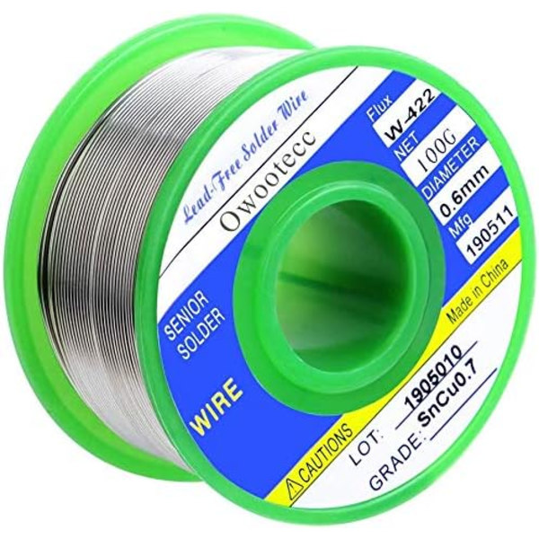 0,6 mm juotoslanka juottamiseen Sn 99,3%, Cu 0,7% hartsipohjaisella juotospastalla, 100 g