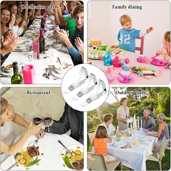 24 st Klämmor för dukar, anti-glans bordsduk i rostfritt stål, utomhus och inomhus för restauranger, picknick, trädgårdspicknick, silver, silver