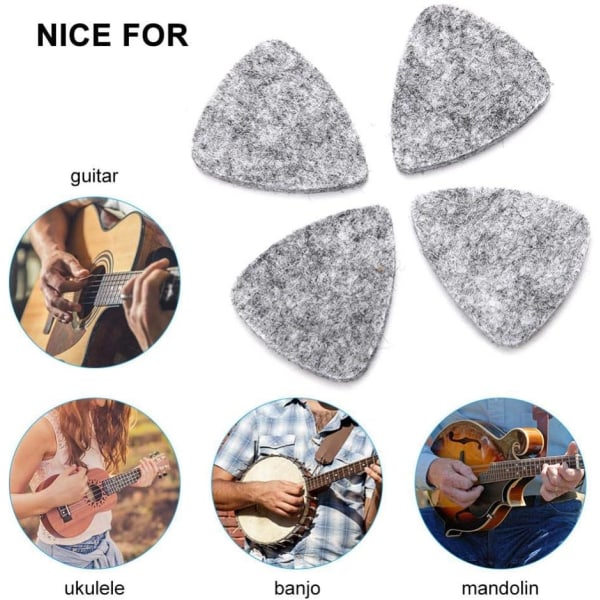 Grå - 10 gitarplekter, musikkplekter Ukulele gitarplekter Ullplekter 3mm plekter Instrumenttilbehør