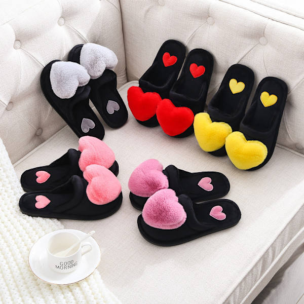 Bomuldsslippers, skridsikre, holdbare, blød plastikbund, lydløse indendørs varme slippers 24,5 cm