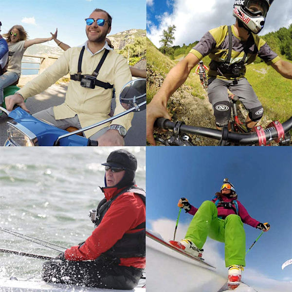 Faste brystrem, sportskamera tilbehør til Gopro (ikke inkluderet), brystrem, sort, bærbar