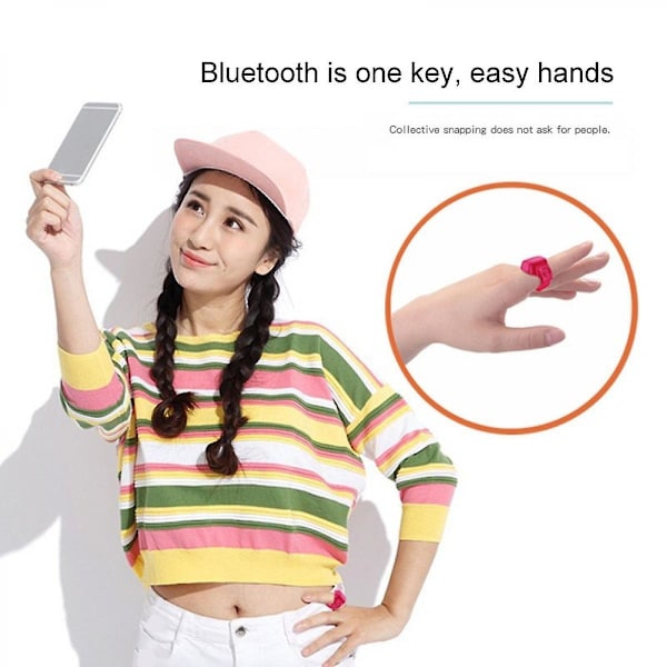 Bluetooth Mobiltelefon Skydecontroller Mini Selfie Fjernbetjening Ring Sort