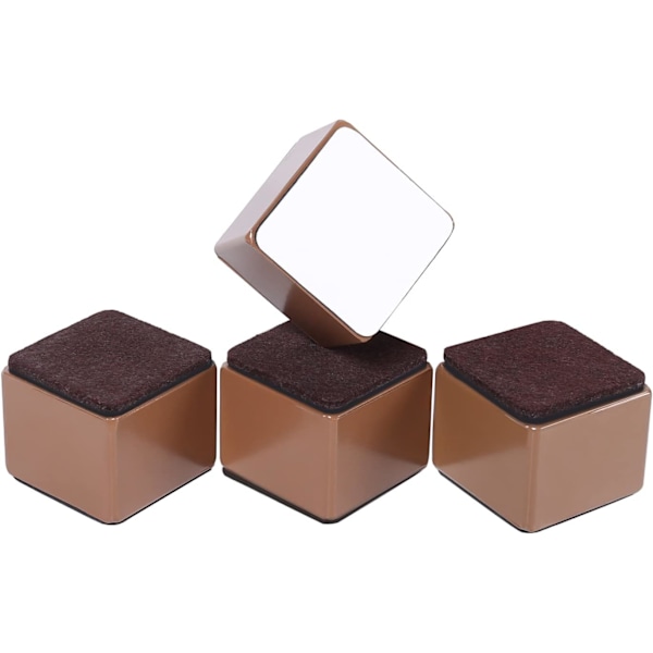 60*60*50mm Firkantet Boosterpude Brun 1*4 Stål Møbelholdere, Heavy Duty Seng og Bordbenholdere, 4 Møbelholdere til Sofa's Seng Møbler