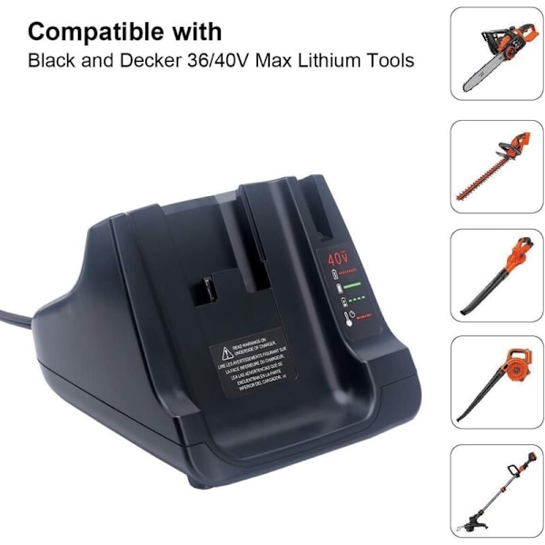 36 V 40 V batterilader for Li-ion batterier+Decker LCS36 LCS40 (EU, kun lader, ikke batteri)