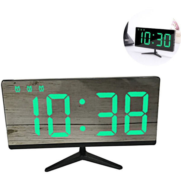 Digital väckarklocka, LED-väckarklocka, LED-display med 4 ljusstyrkeinställningar, temperatur, datum, USB-laddningsportar, enkel användning