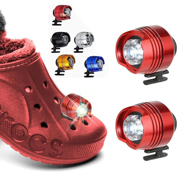 2 st LED Croc (Färg:Röd) Skoljus, Strålkastare för Croc, Små lampor, 2 st Roliga Croc Strålkastare för skor, Små LED-lampor för vuxna barn Crocs G