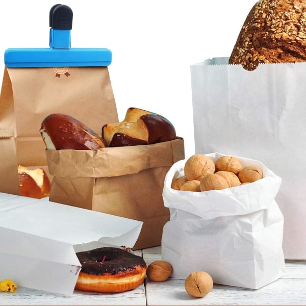 Matklämmor, Stora och små matklämmor i plast för kaffe, potatis, kök, matkassar, blandade färger (8)