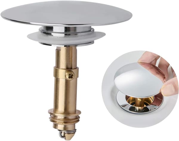 Pop-up fjederprop til køkkenvask, badeværelse, håndvask, badekar - Massivt forkromet messing, 66mm