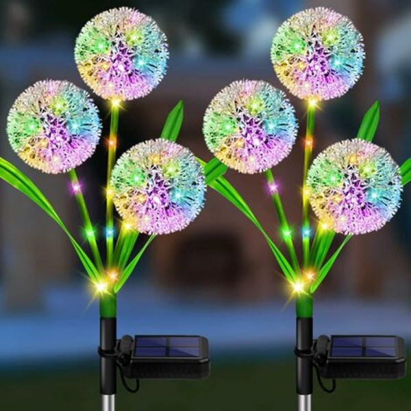 Solcellsdrivna Dekorativa Utomhuslampor 36 LED med 2 Lägen, 3 i 1 Solcellsblommor IP65 Vattentäta Solcellslampor för Trädgård (Flerfärgad