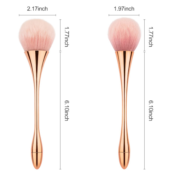 2 stk. store mineralpudderbørster, bløde fluffy makeupbørster til foundation, blush og highlighter, buffing, konturformning (rose gold)
