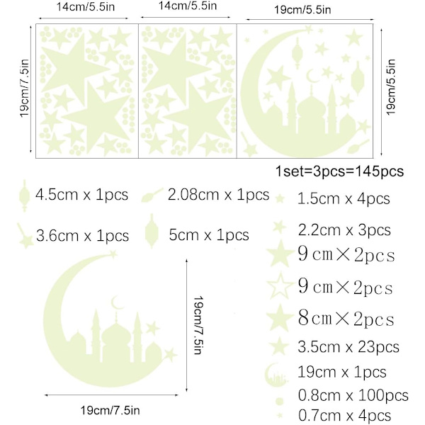 Glow in the Dark Stars för tak, Bright Blue Glow in the Dark Stars and Moon Wall Stickers Luminous Ceiling Stars Glow in the Dark Wall Decals Ce