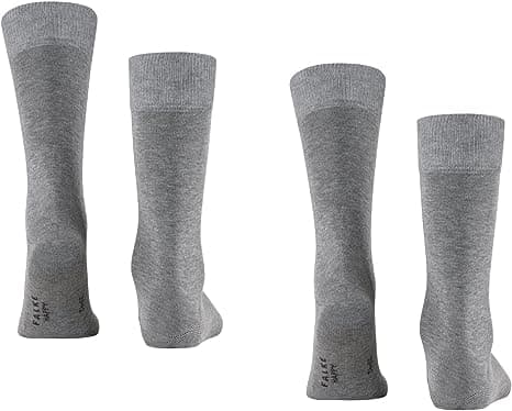 2-pack (grå) tunna förstärkta bomullssockor utan mönster för vinter eller sommar 2 par pack