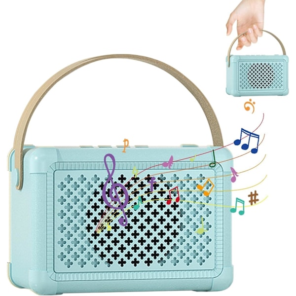 Högtalare med Handtag Trådlös - Bärbar Retro Musik Högtalare | Trådlös 5.0 Högtalare Resa Musikspelare Kompatibel med Subwoofer Blå