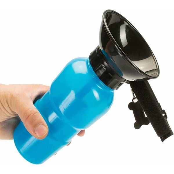 Vannflaske med integrert skål på 500 ml - for hunder - Ideell for reiser i blå bil