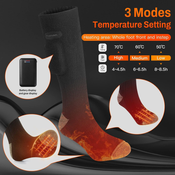 Lämmitetyt sukat miesten naiset, 2022 päivitetyt lämmitetyt sukat, 70℃ Large Hea