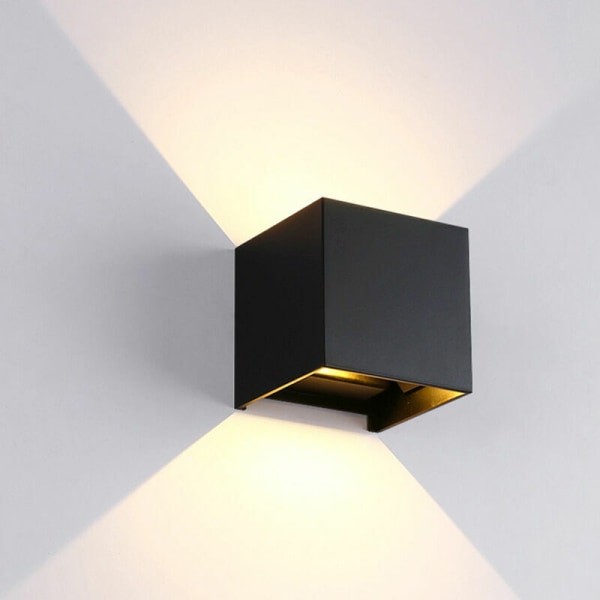 Udendørs væglampe med bevægelsessensor 12W LED væglampe, IP65, sensor væglampe til have/gang/sti, 6000K koldt hvidt, sort