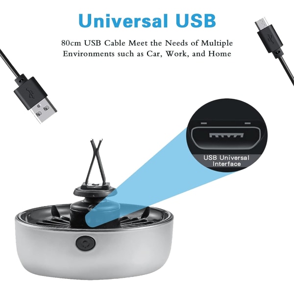 Bilventilation USB-blæsere Automatisk køleventilator med farverigt lys/suc