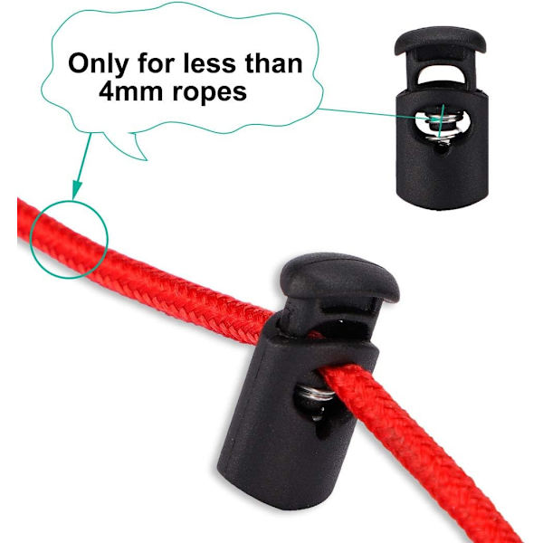 6 stk. Plast Snøre Låse Stopper Ende Fjeder Stop Enkelt Hul Toggle Fastener Stoppere Reb Ende til Snore Tøj, Snørebånd, Tasker, Camping, Bl