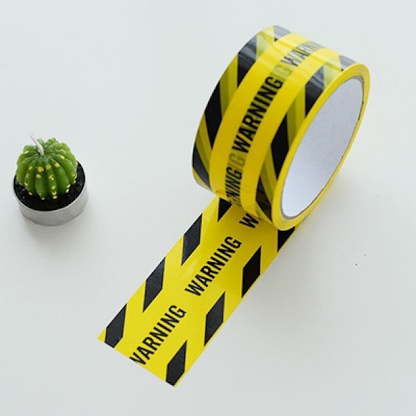 Signaltape, gul sikkerhetstape 4,5 cm x 25 m svart og gul klistremerke for innendørs og utendørs faresone,