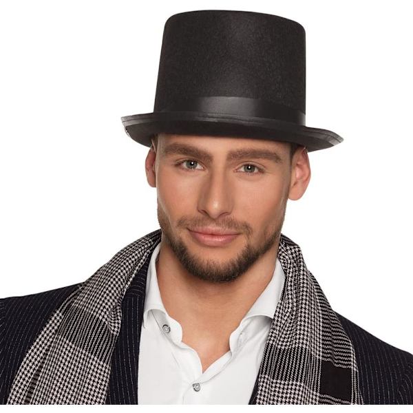 Colin hat, sort tophat i sort, tilbehør til galla, karnevalsfest eller karneval