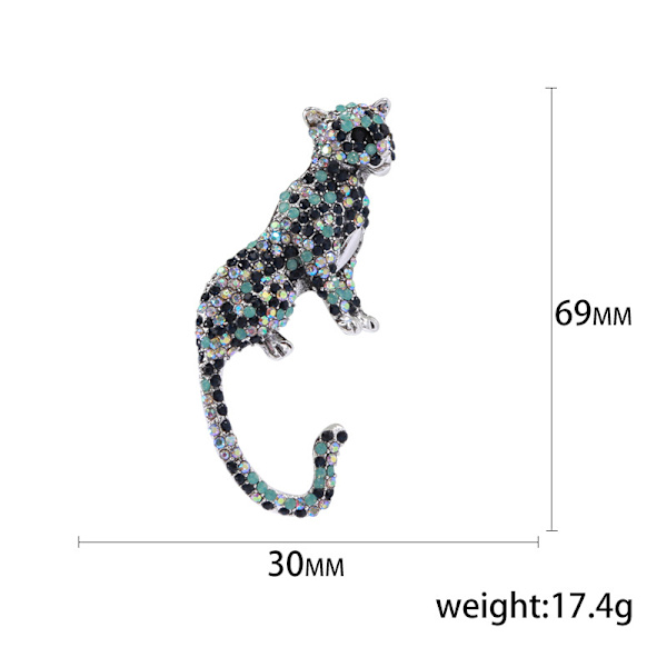 Retro djurformad antik leopard cool överdriven tredimensionell antik unisex pärla ädelsten brosch