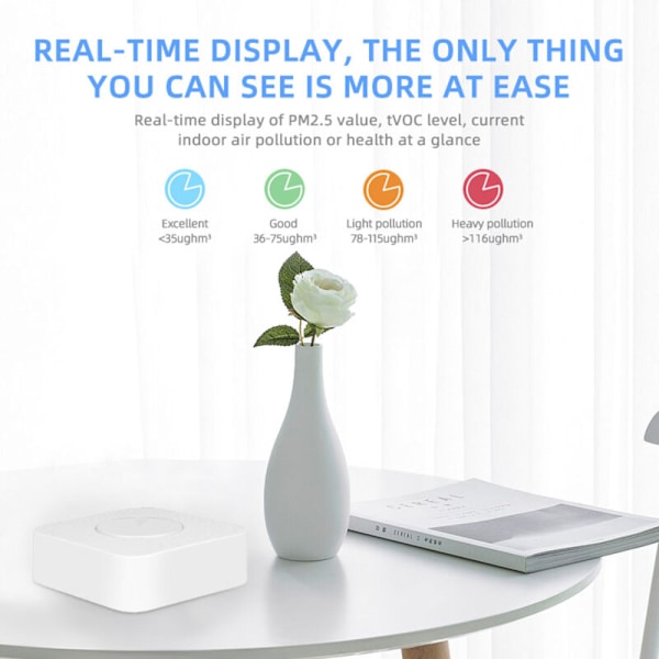 Tuya WiFi Intelligent Air Hokeeper 6-i-1 Luftkvalitetsmåler PM2.5/Formaldehyd/TVOC/CO2/Temperaturdetektor/fugtighed til hjemmekontor