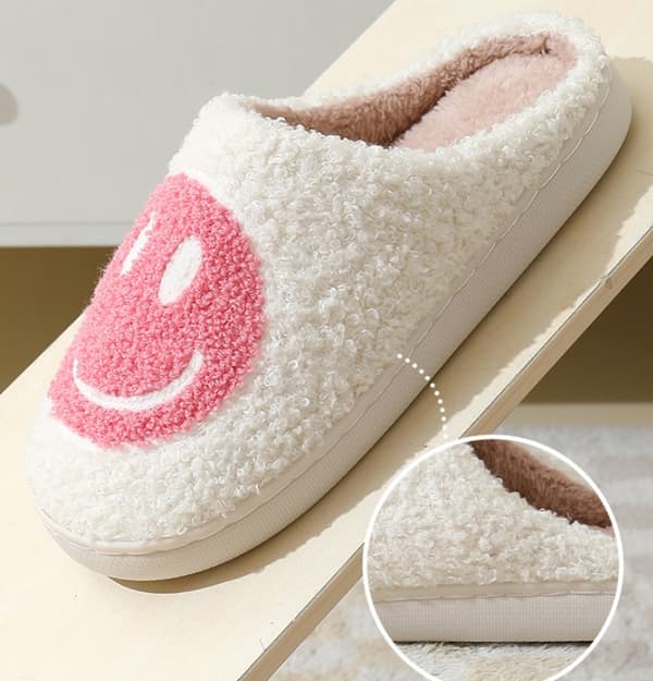 Smiley kvinders vinter varme hjemmesko plys hjemmesko pink(37-38)