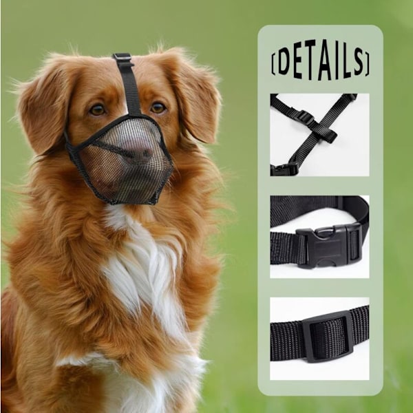 (L, sort) 1 stk., åndbar mundkurv til små, mellemstore og store hunde for at forhindre hunde i at spise, bide og tygge.